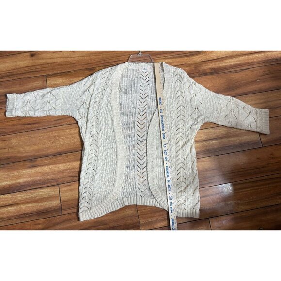 Pink Republic Beige Open-Front Knit Cardigan Sweater Women's Small Neutral Light - Picture 3 of 10